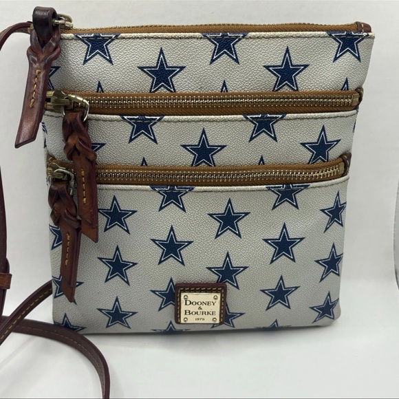 Rare Dooney & Bourke Dallas Cowboys Crossbody Purse Gray 3 Zipper